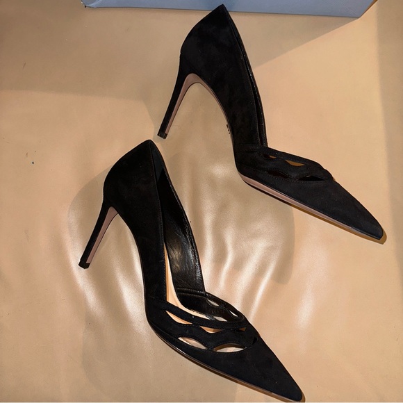 Prada Suede Nero Pointed Pumps Black Suede Wavy Cut 38.5 Kate Middleton’s Style - Picture 4 of 14